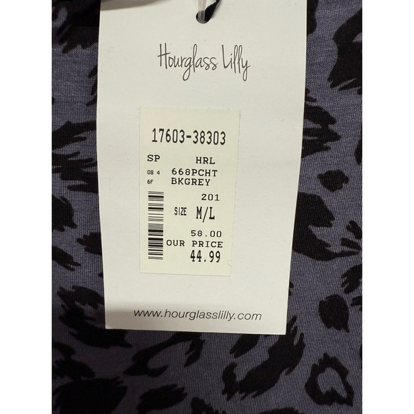 Hourglass Lilly Gray Leopard Cheetah Animal Print Size M/L Long Sleeve Dress NWT - Picture 5 of 6
